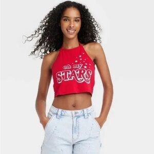 IML - “Oh My Stars” Halter Crop Top - Red